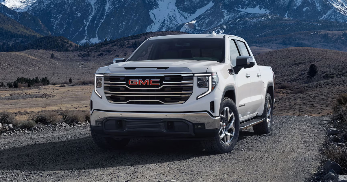 2024 GMC Sierra Parked in Front of Mountains