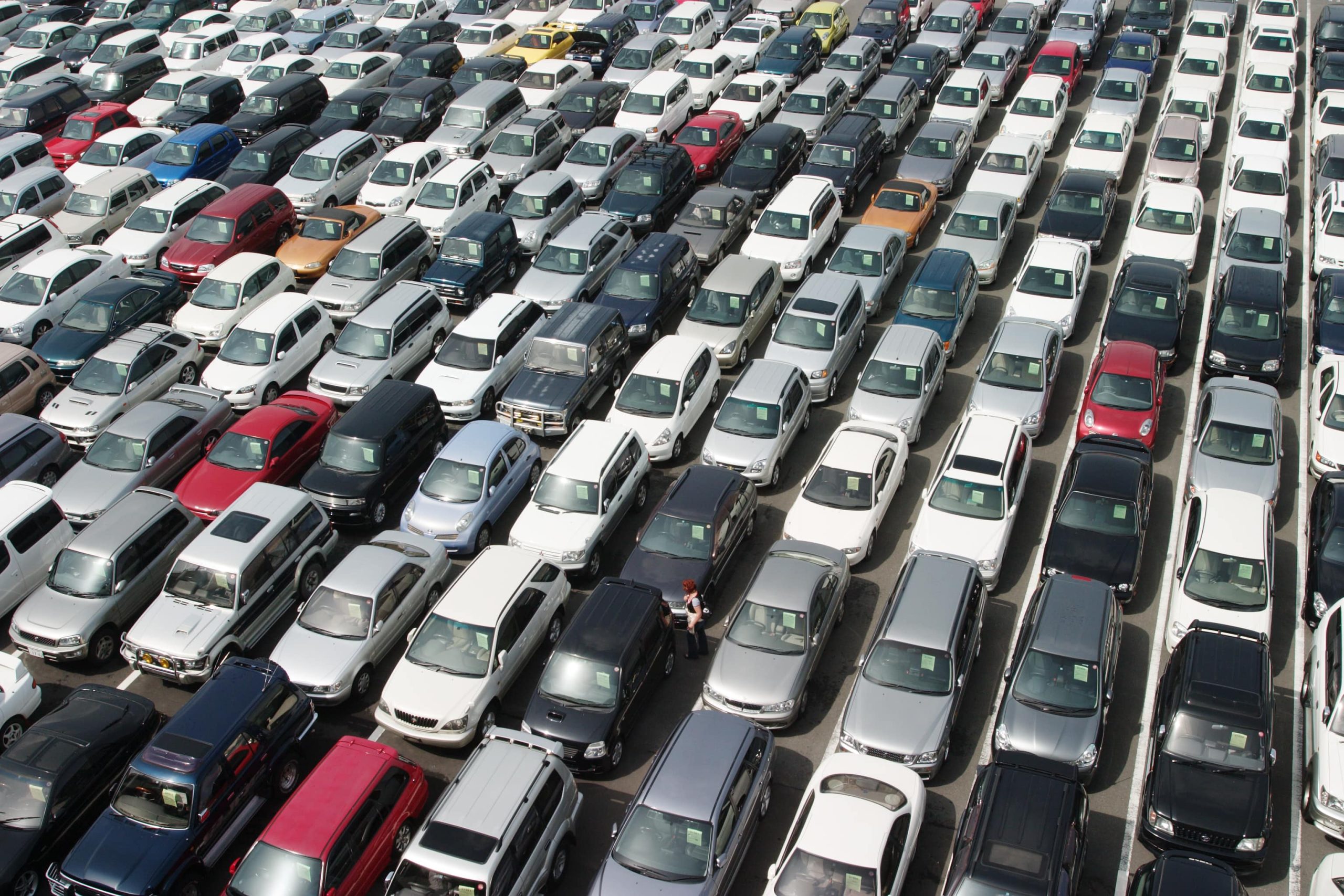 Used car parked in a car lot