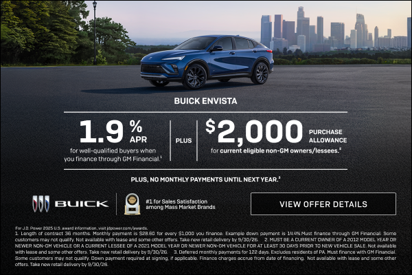 1.9% APR 
FOR WELL-QUALIFIED BUYERS when you finance through GM Financial.1

Plus, $2,000 PURCHAS...