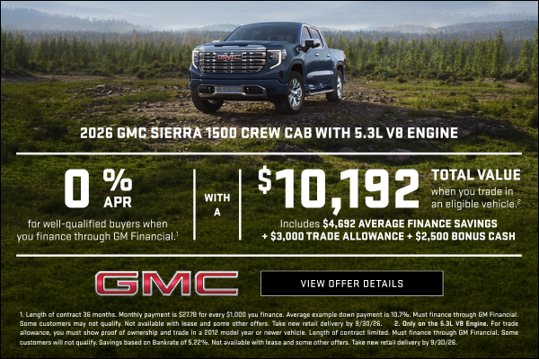0% APR for well-qualified buyers when you finance through GM Financial.1

With a $10,192 Total Va...