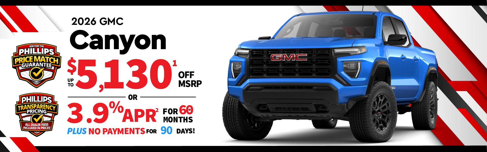 2026 GMC Canyon - up to $5130 off MSRP or 3.9% for 60 mos