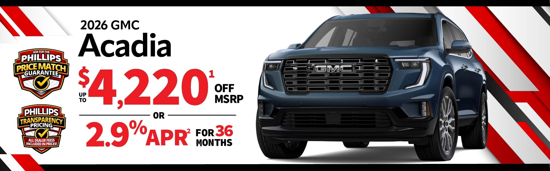 2026 GMC Acadia - up to $4220 off MSRP or 2.9% APR for 36m