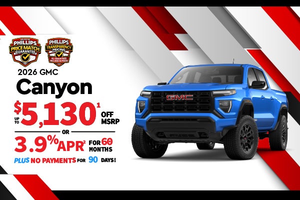 2026 GMC Canyon - up to $5130 off MSRP or 3.9% for 60 mos