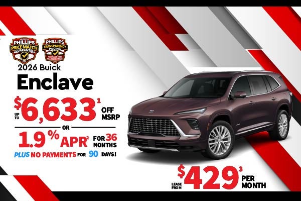 2026 Buick Enclave - up to $6,633 off MSRP or 1.9% for 36mos