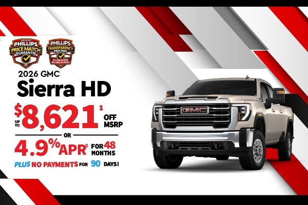 2026 GMC Sierra HD - up to $8621 off MSRP or 4.9% for 48mos