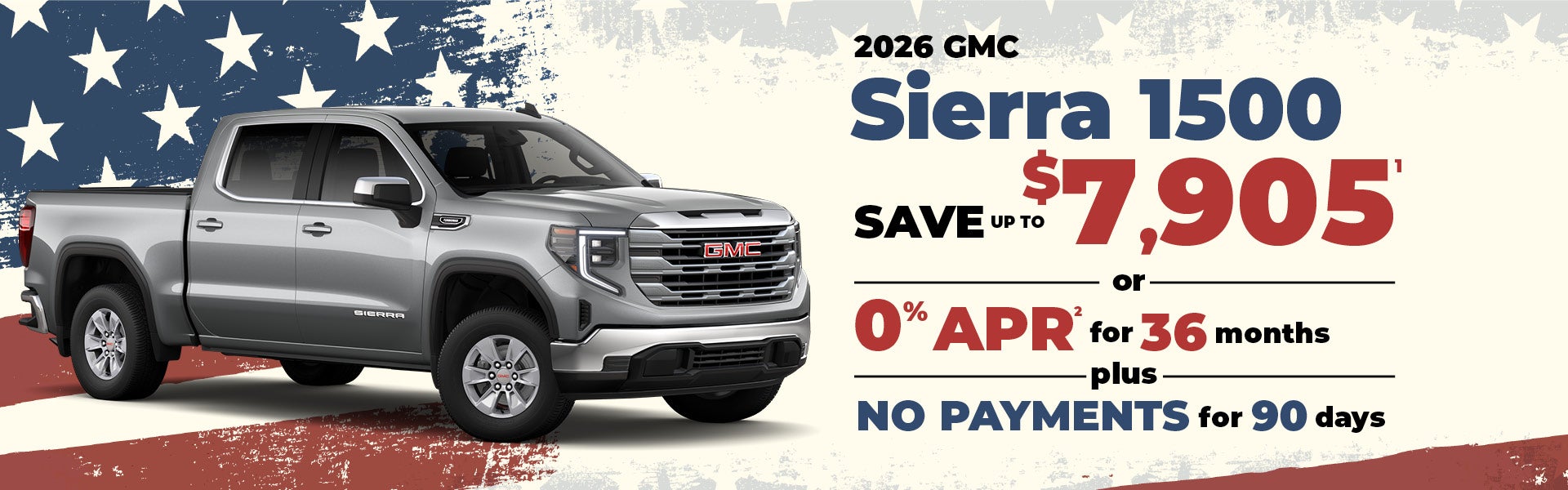 2026 GMC Sierra 1500 save up to $7905 or 0% APR