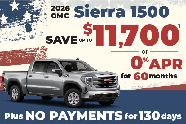 2026 GMC Sierra 1500 save up to $11,700 or 0% APR