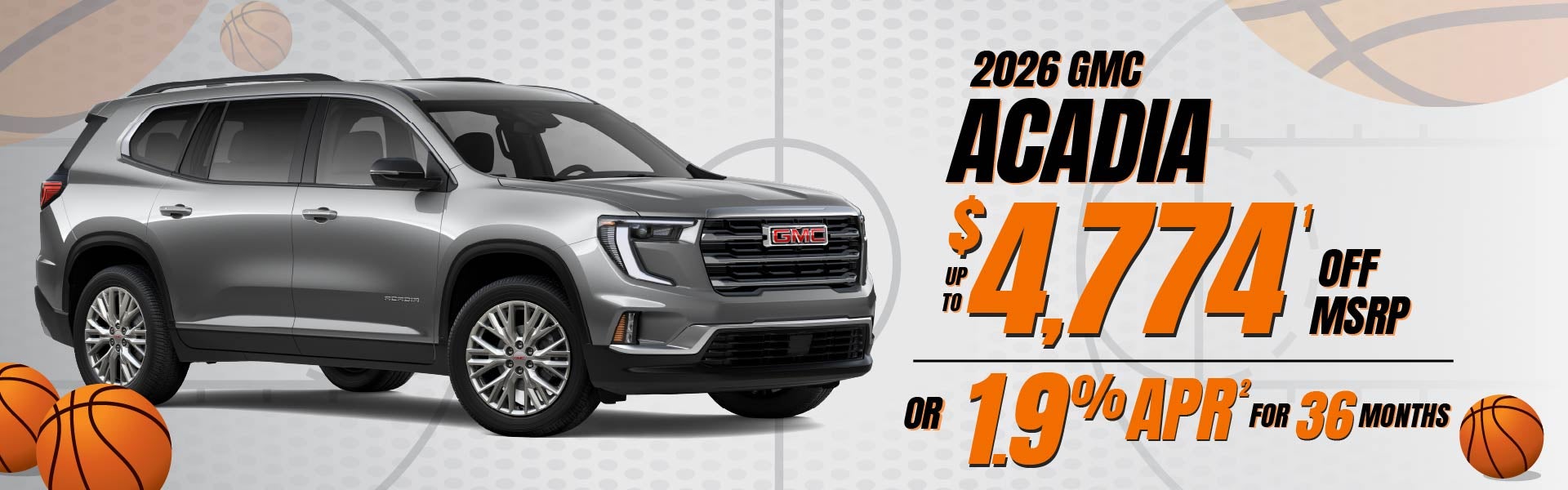 2026 GMC Acadia - up to $4774 off MSRP or 1.9% APR for 36mon