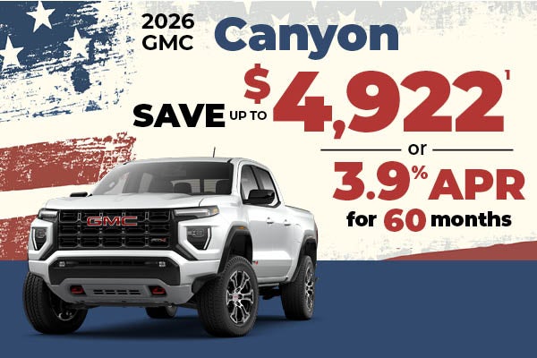 2026 GMC Canyon - up to $4922 off MSRP or 3.9% APR