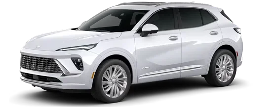 White Buick Envision Avenir shown from the front three-quarter angle on a black background
