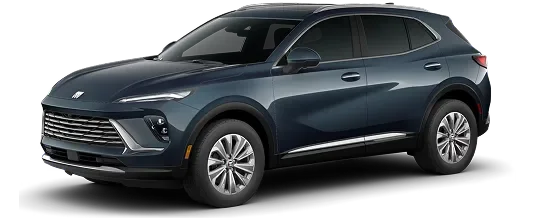 Dark blue Buick Envision Preferred shown from the front three-quarter angle on a black background