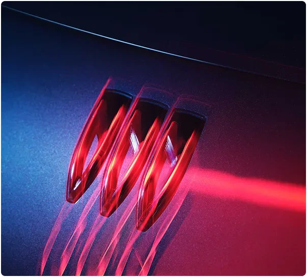 Close-up of the illuminated red tail lamp signature on a Buick Envista