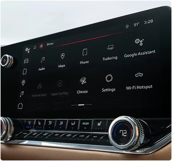 The Canyon's centre touchscreen showing the app menu with Google Assistant and Wi-Fi Hotspot