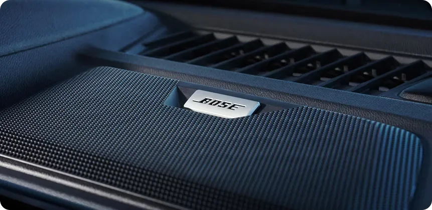 Close-up of a Bose speaker grille on the Canyon's dashboard