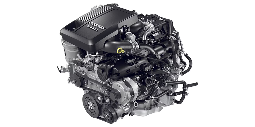 Duramax 3.0L Turbo-Diesel engine shown on a white background