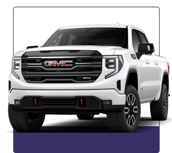 White 2026 GMC Sierra 1500 AT4 shown from the front three-quarter angle