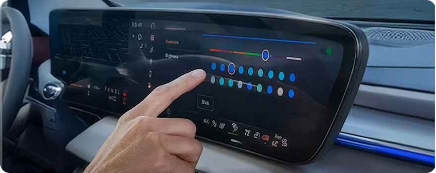 Finger selecting an ambient lighting color on the Enclave touchscreen