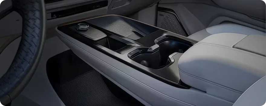 Enclave floating center console between the front seats