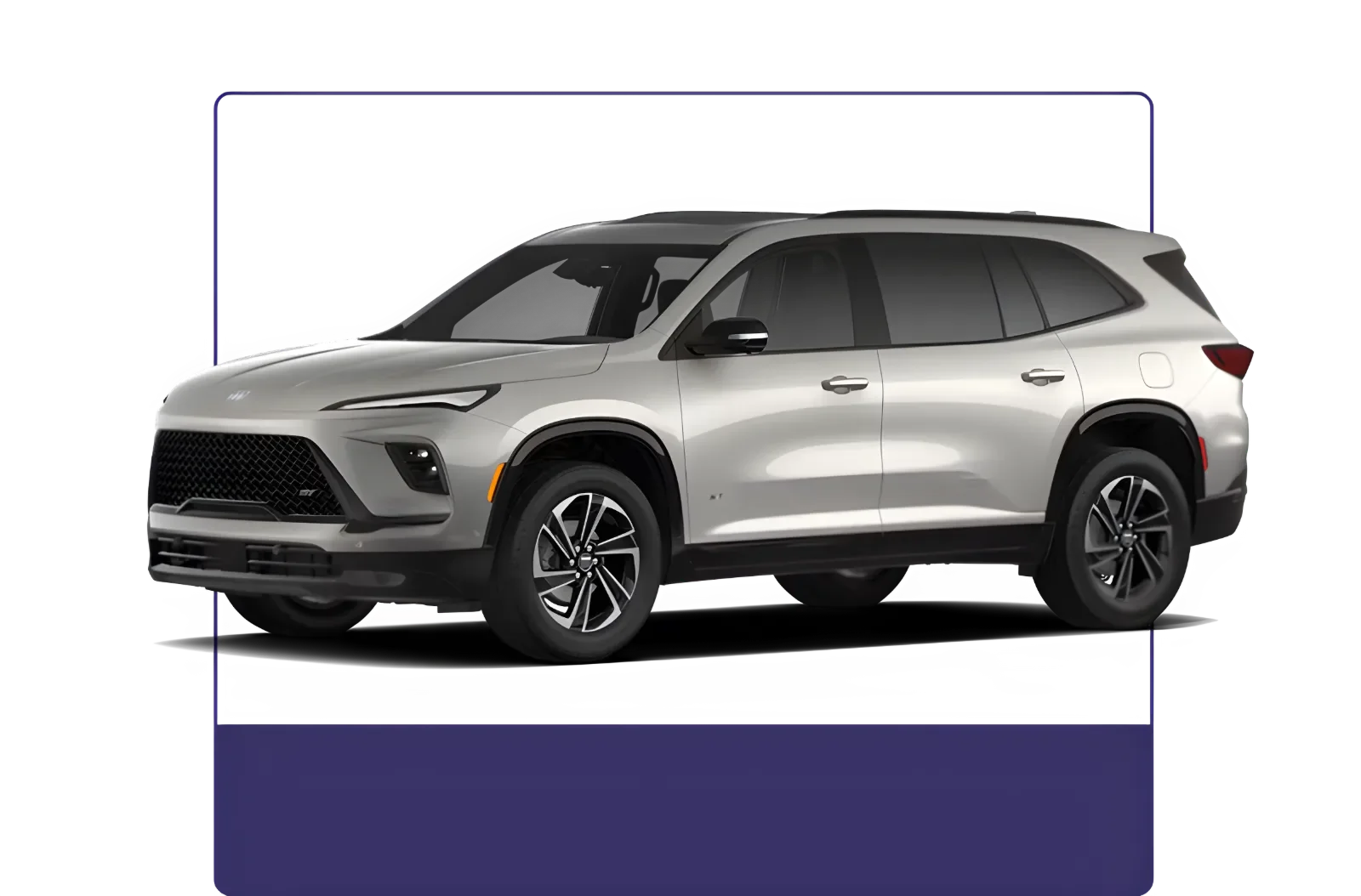 White Buick Enclave Sport Touring shown in profile on a dark studio background