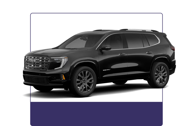 Black 2027 GMC Acadia Denali Ultimate shown from the front three-quarter angle