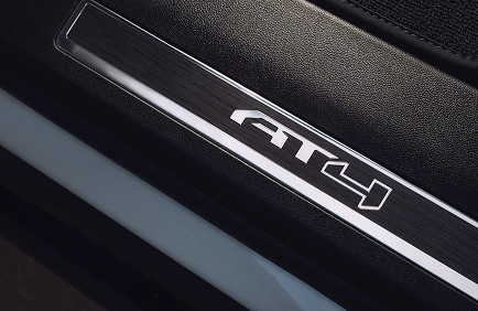 Close-up of an illuminated AT4 door sill plate