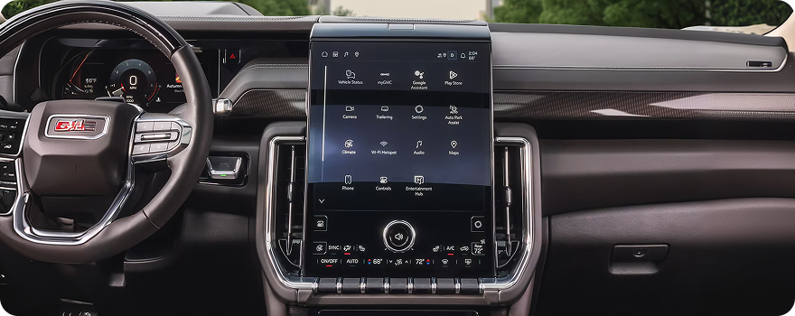 GMC Yukon dashboard with the 16.8-inch diagonal portrait infotainment touchscreen