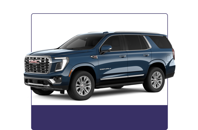 Blue 2027 GMC Yukon Denali shown from the front three-quarter angle